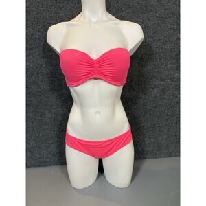 Victoria’s Secret Bikini Hot Pink Halter/Strapless Top & Bottom Swimwear M